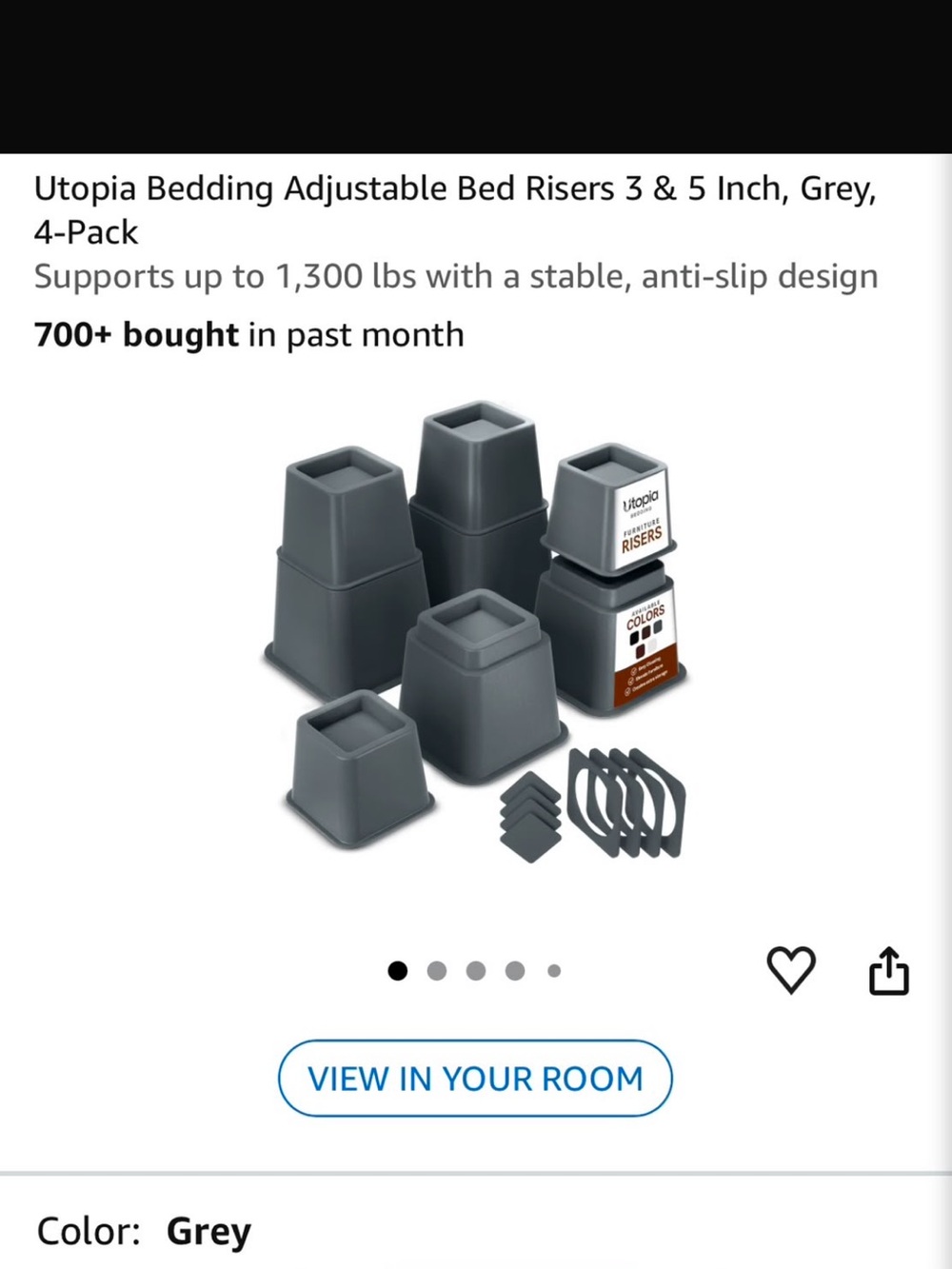 Gray Adjustable Furniture Risers - 4-Pack